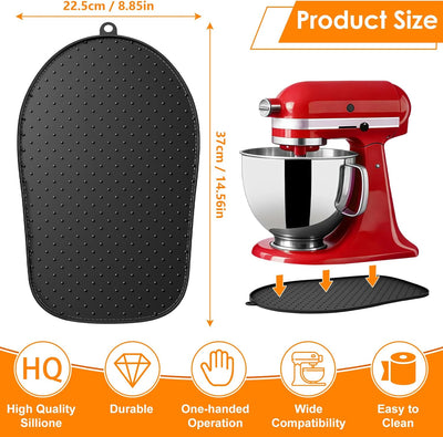 Tapete deslizante de silicona compatible Kitchen Aid 4.5-5 cuartos galón negro