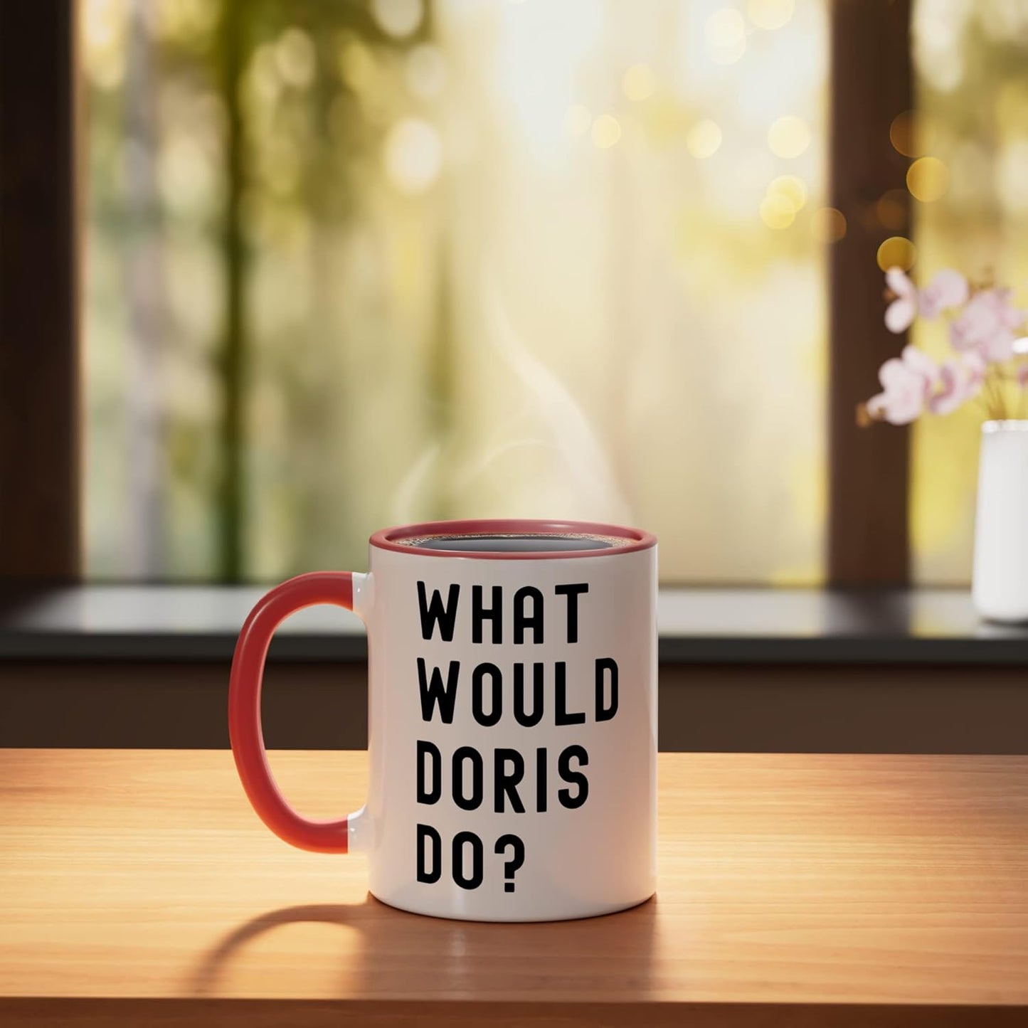 Taza cerámica What Would Doris Do? Roja/blanca