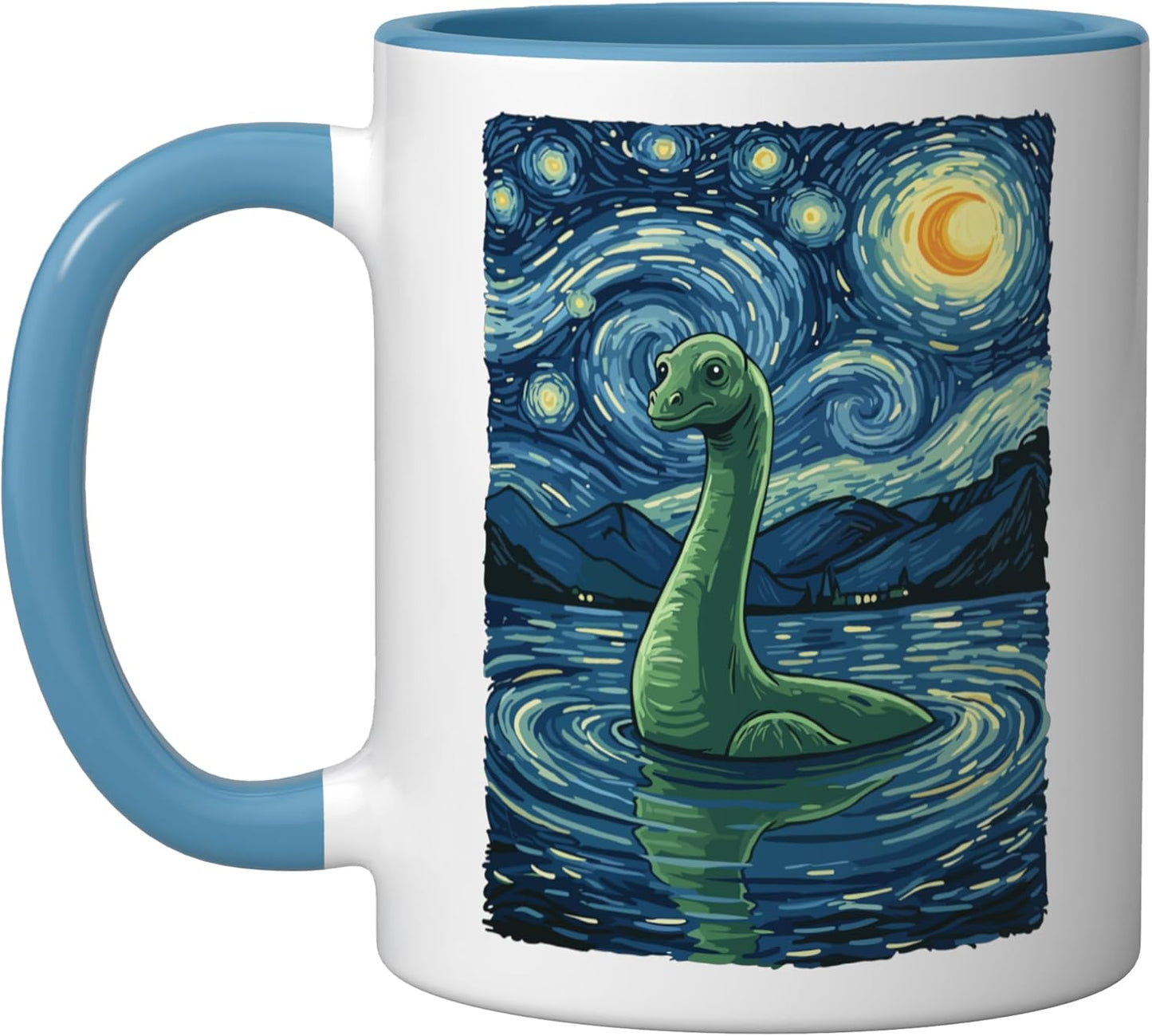 Taza Cerámica Loch Ness Azul Blanco