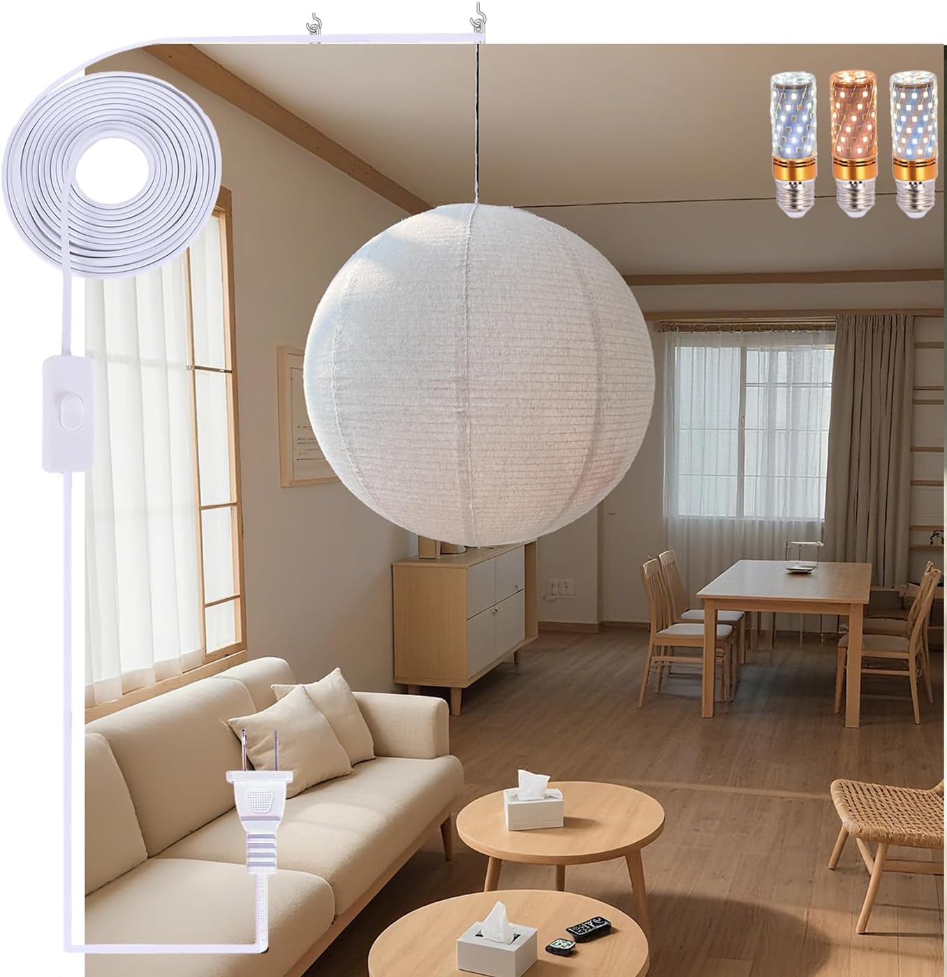 Lámpara colgante lino E26 LED dormitorio