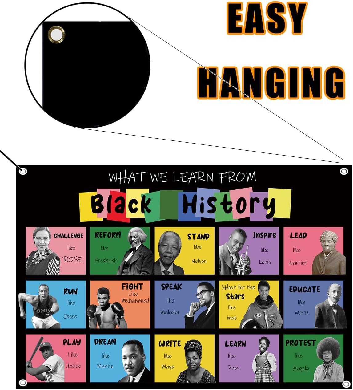 Cartel historia negra decoración aula escuela puerta