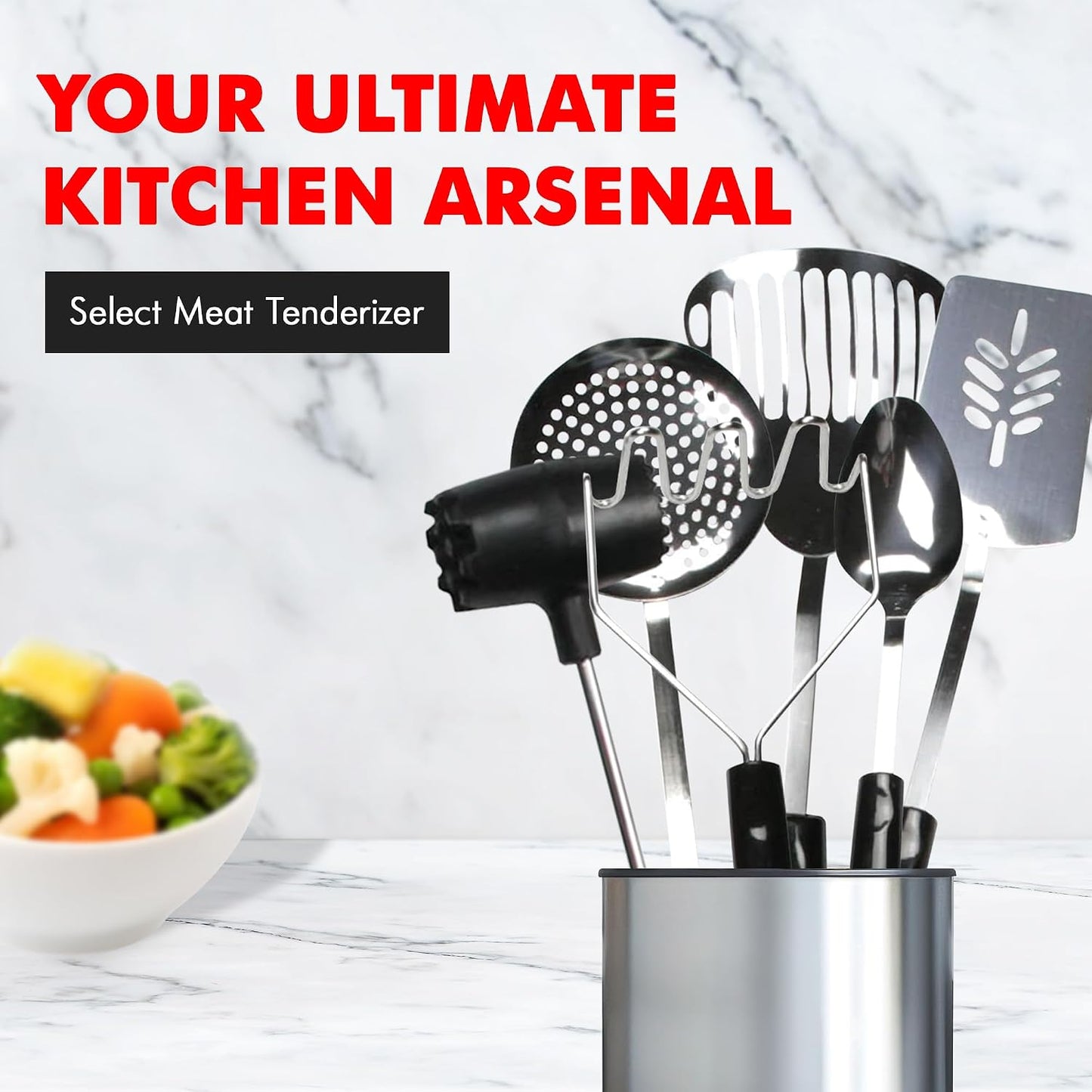 Ablandador carne acero inox 9.5pulg negro