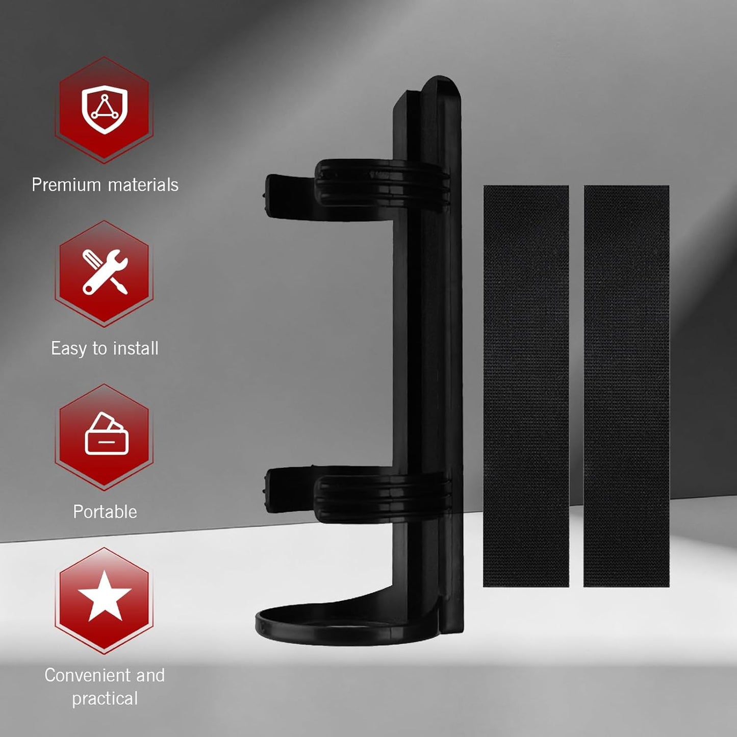 2 Soportes Extintor ABS Antiarañazos Autoadhesivo Negro
