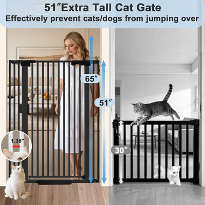 Puerta extra alta para gatos 51pulg 30-62.5pulg ancho sin perforar