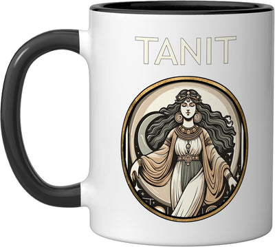 Taza cerámica Tanit diosa de la luna Cartago negra/blanca