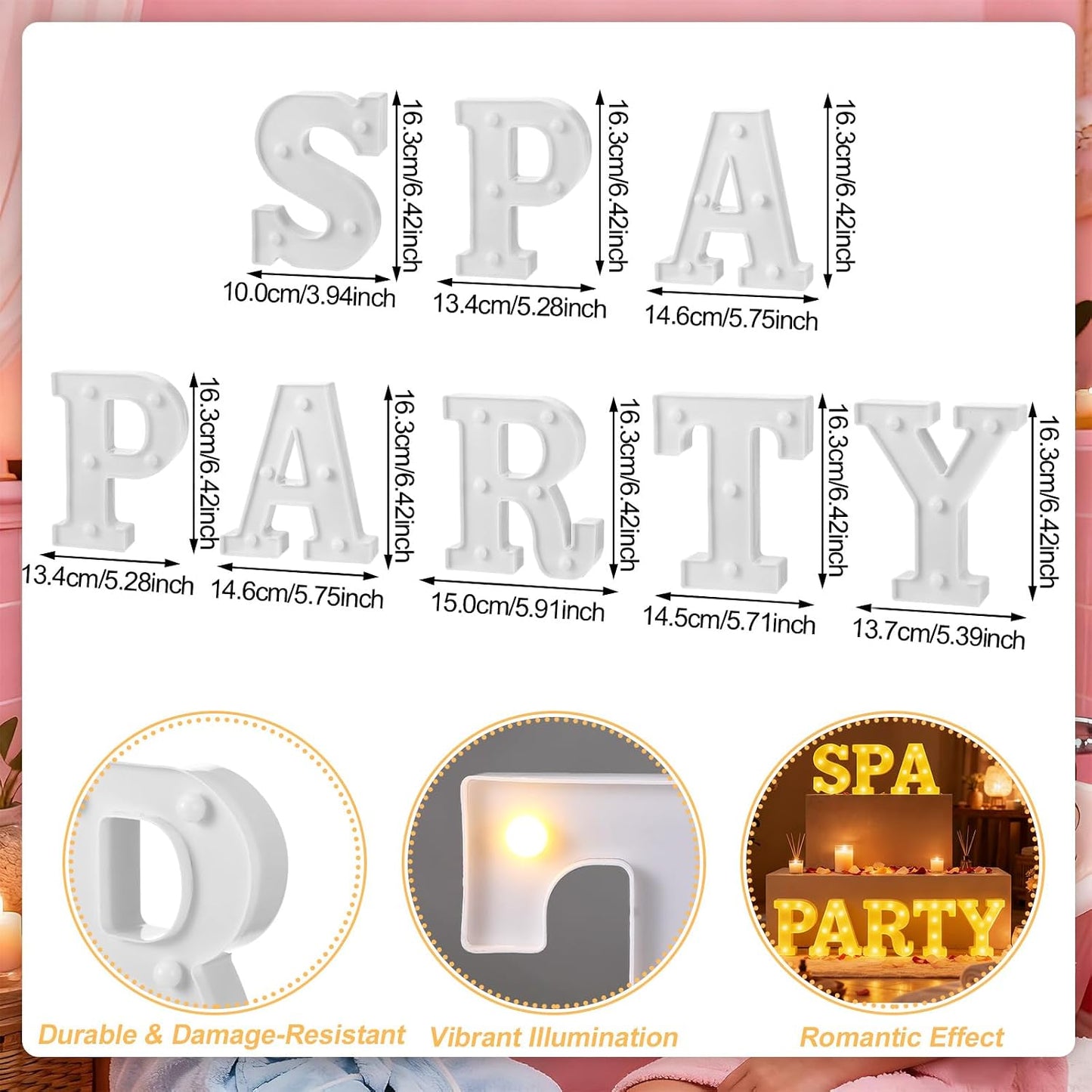 8 Pzas Decoración Spa con Luces LED Neón