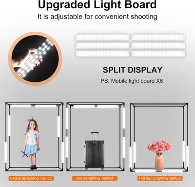 Caja luz estudio 48x56pulg 6 paneles LED con fondos