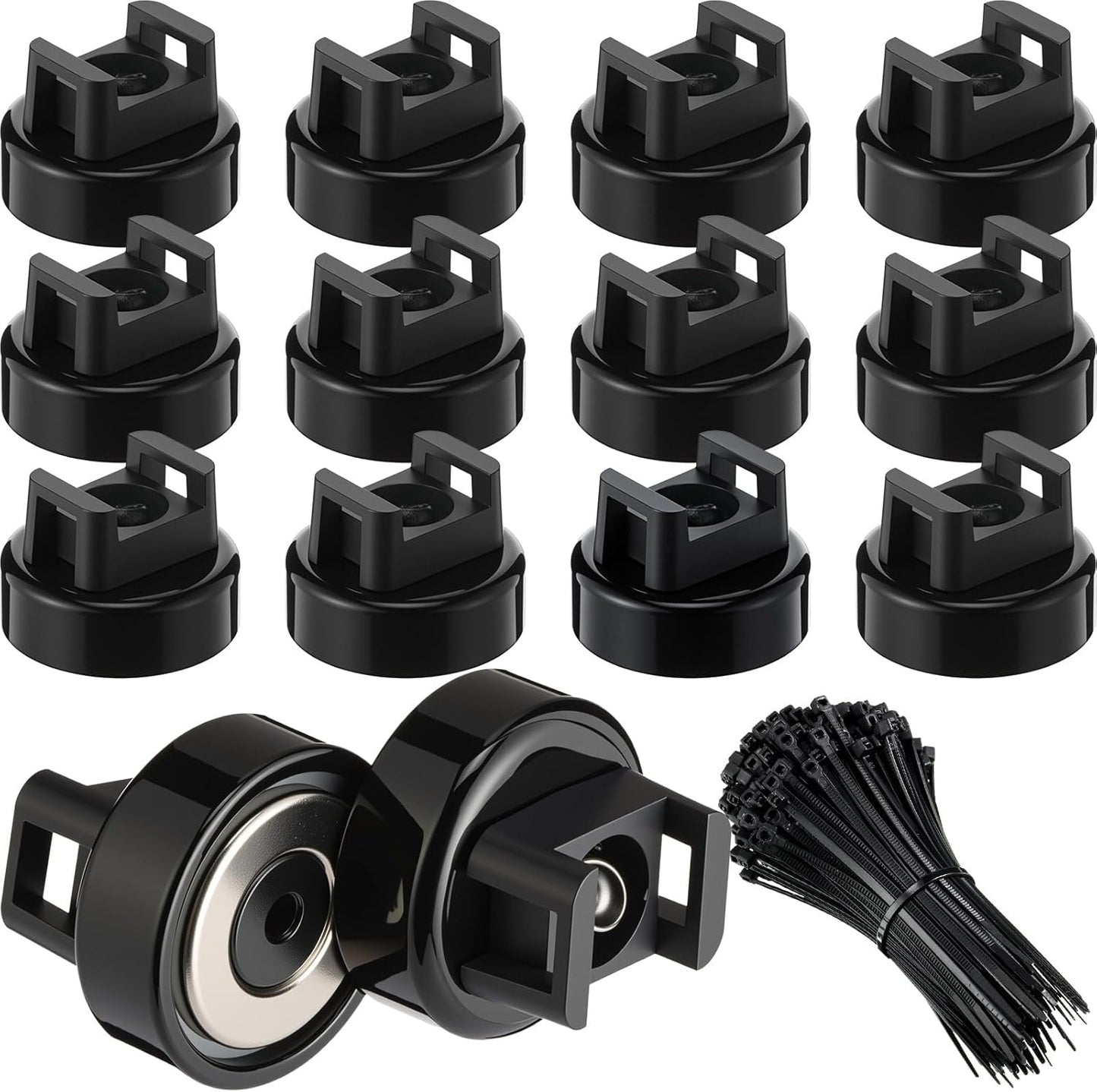 Set 12 Clips Magnéticos Cable 50 Lazo Nylon Hogar Oficina