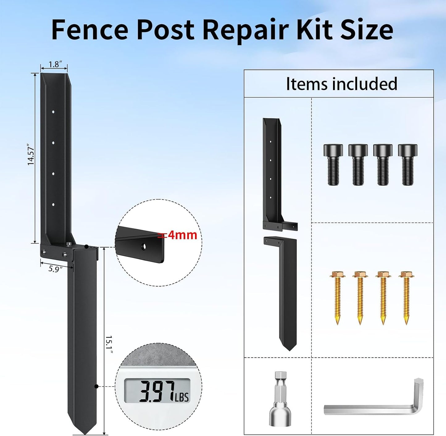 Kit reparación postes valla doble capa resistente