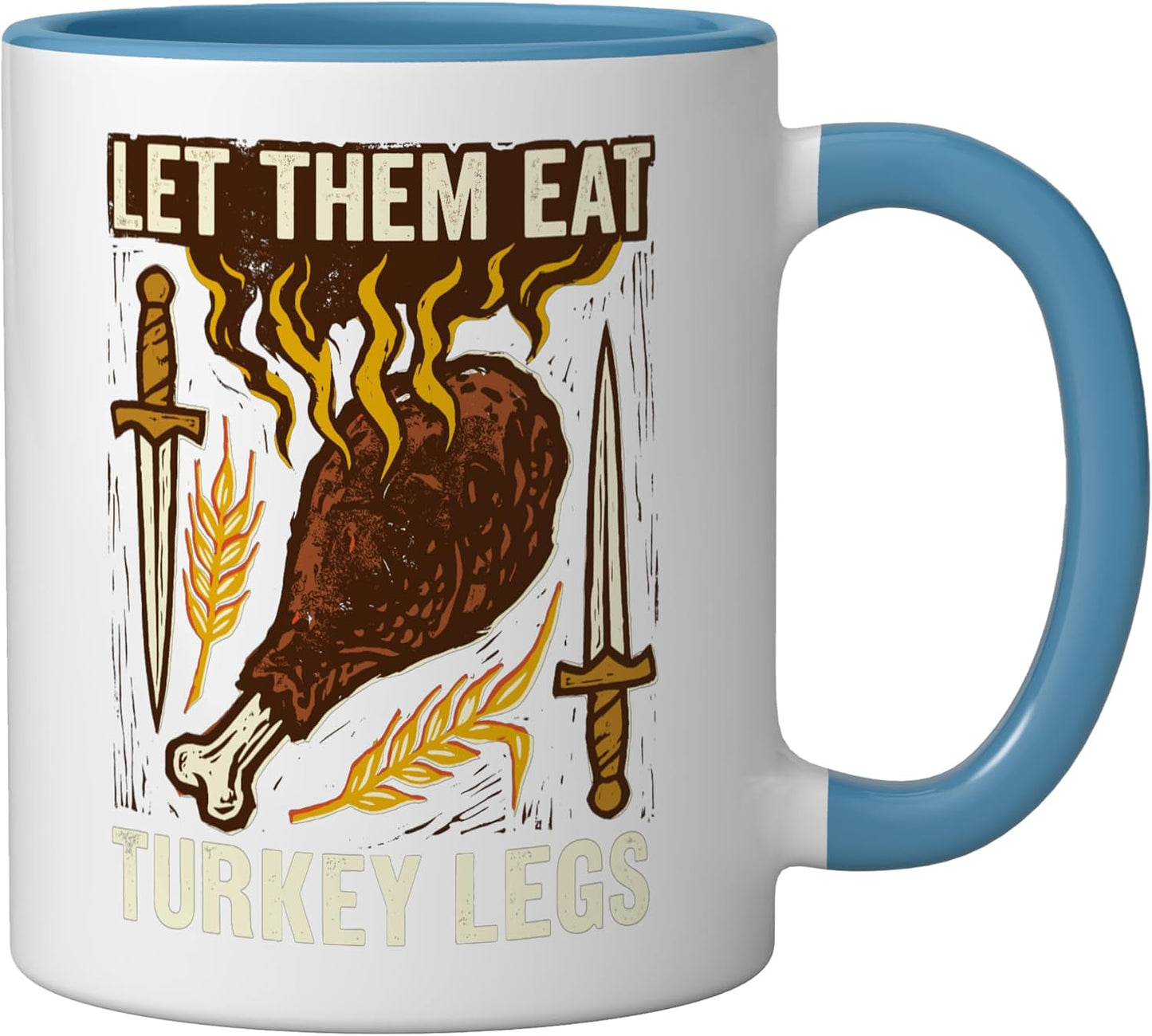 Taza Cerámica Renacimiento Con Pierna de Pavo Azul Blanco
