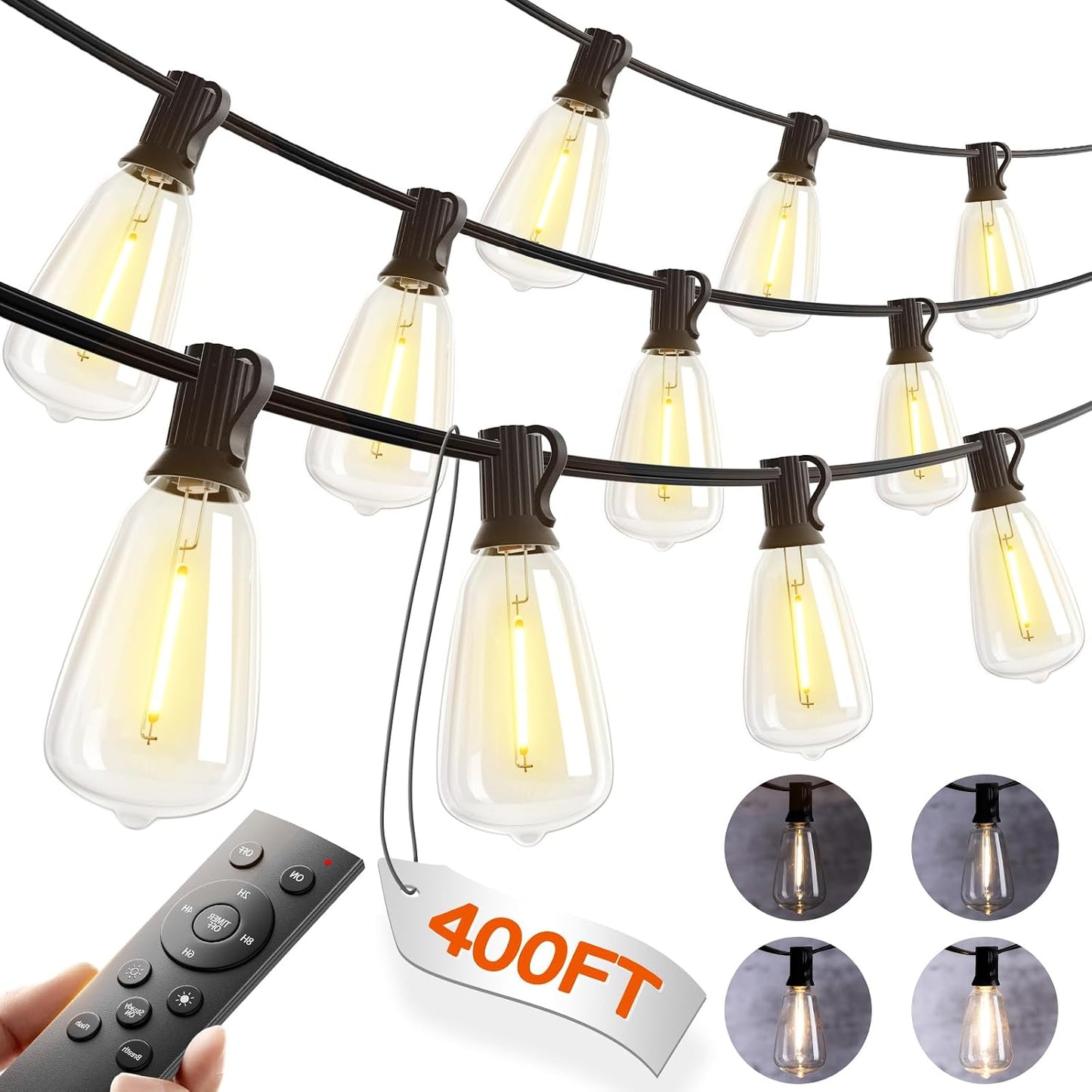 Cadena luces exterior 400pies LED control remoto