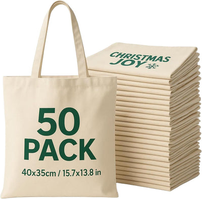50 Bolsas Lona 15.7x13.8pulg Blanco 10oz Sublimación