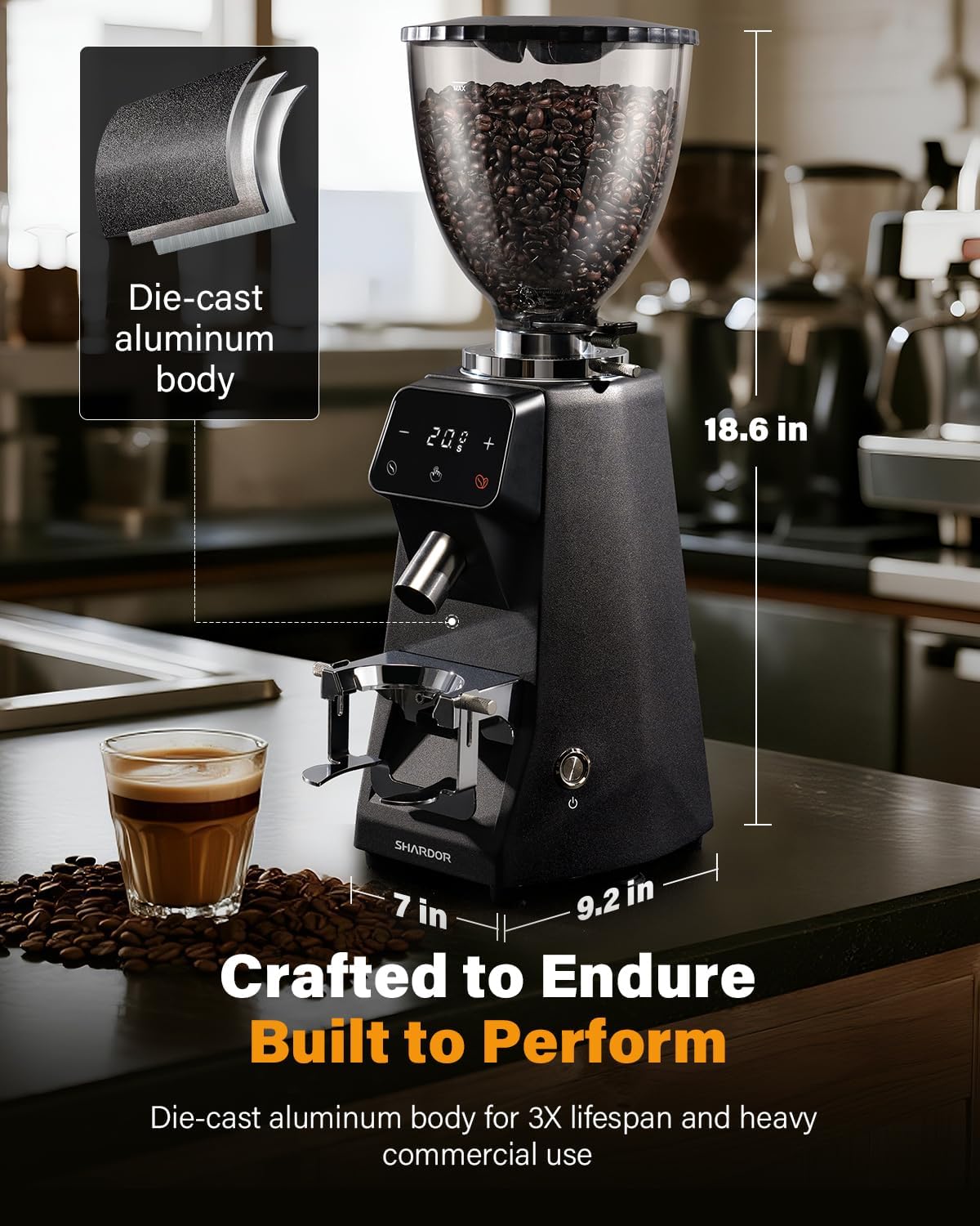 Máquina Espresso 20 Bar con Molinillo 64mm