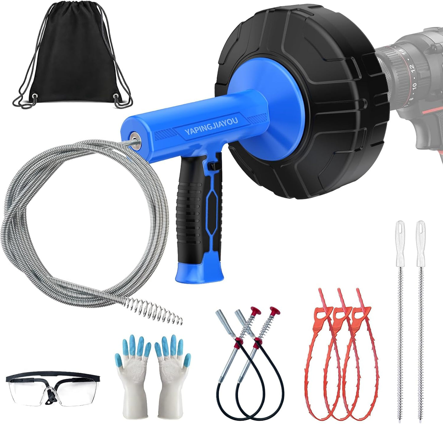 Kit serpiente drenaje 33ft eléctrica retracción automática azul