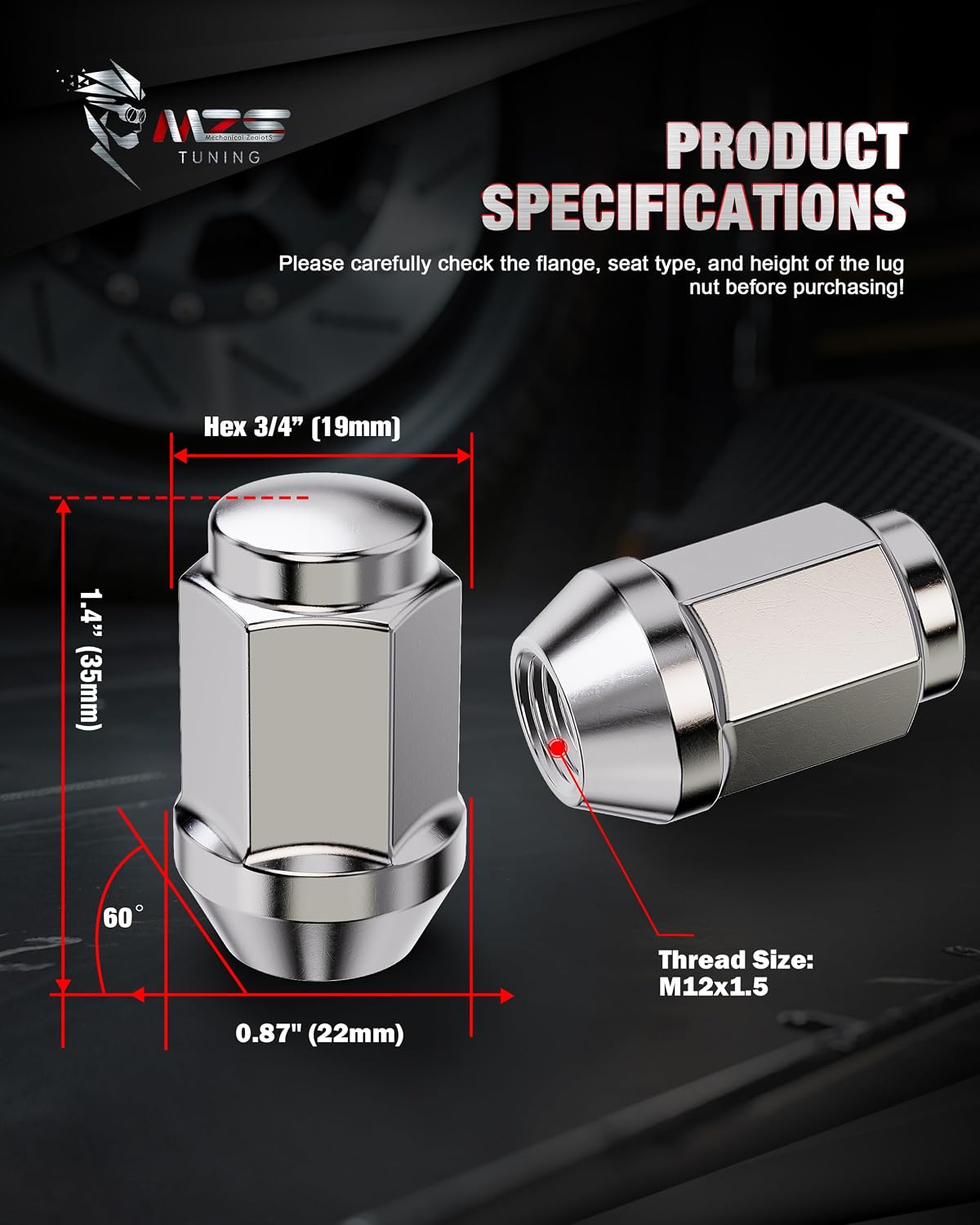 Tornillos rueda M12x1.5 para Ranger RZR XP 900 1000