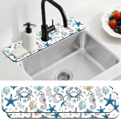 Alfombrillas de verano para fregadero cocina protector contra salpicaduras animales marinos