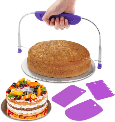 Juego nivelador pasteles 9 niveles y 3 raspadores acero inox morado