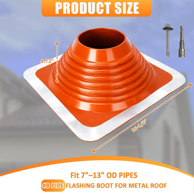 Bota chimenea silicona alta temp para tubo metal 7-13pulg