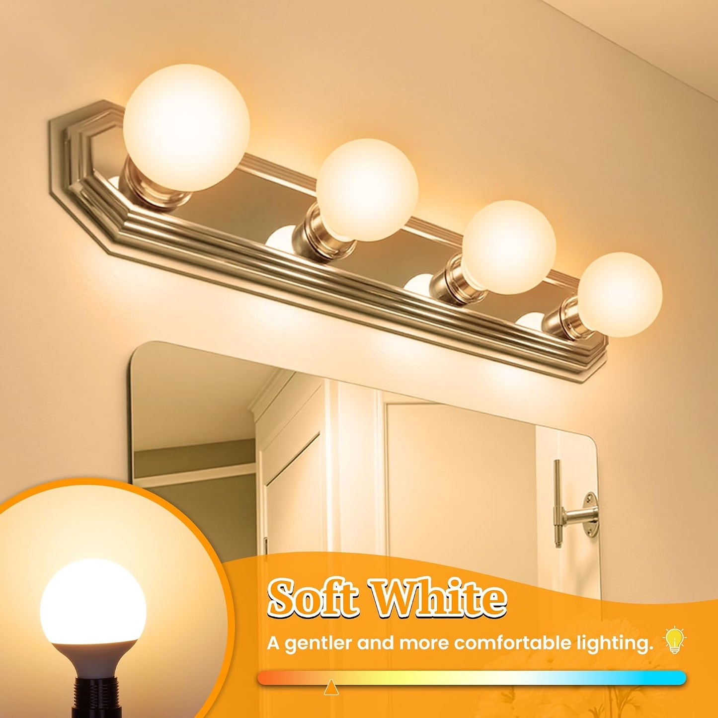 Bombillas LED G25 redondas baño 3000K E26 pack 4