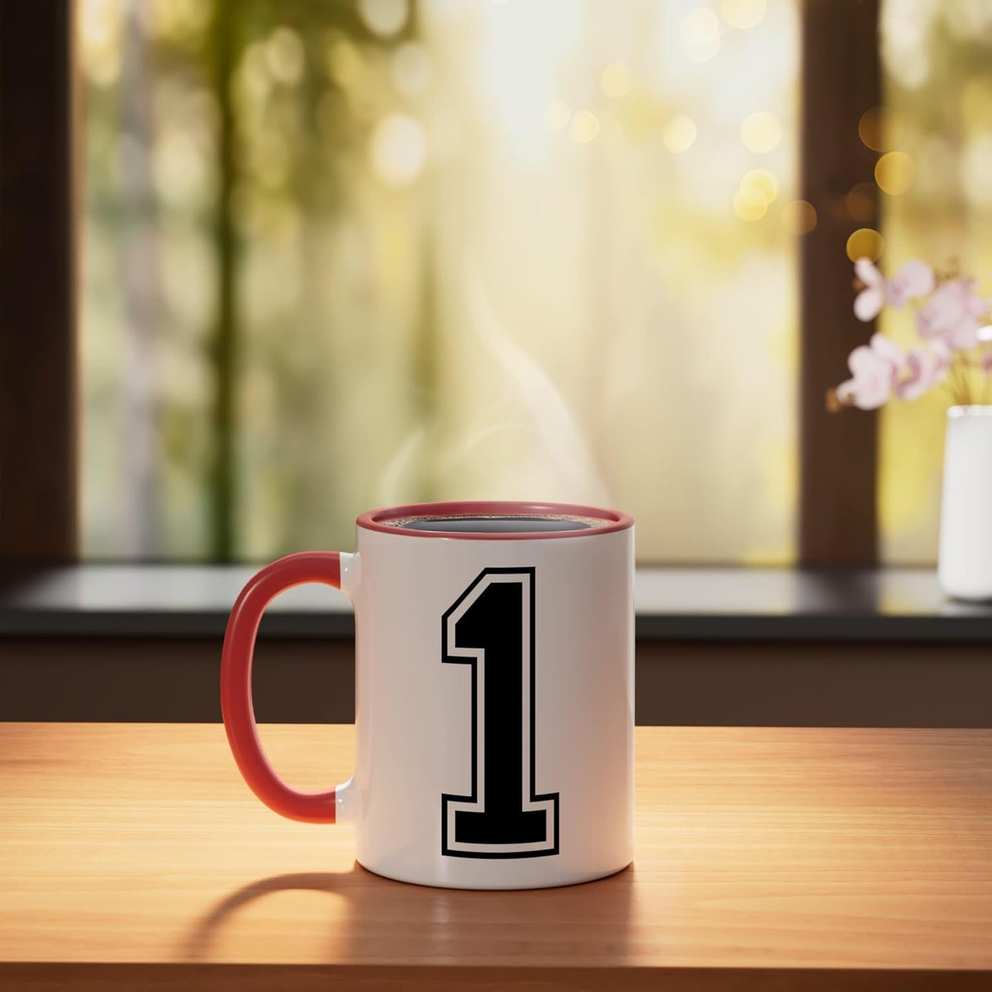 Taza cerámica para equipo deportivo Number One roja/blanca