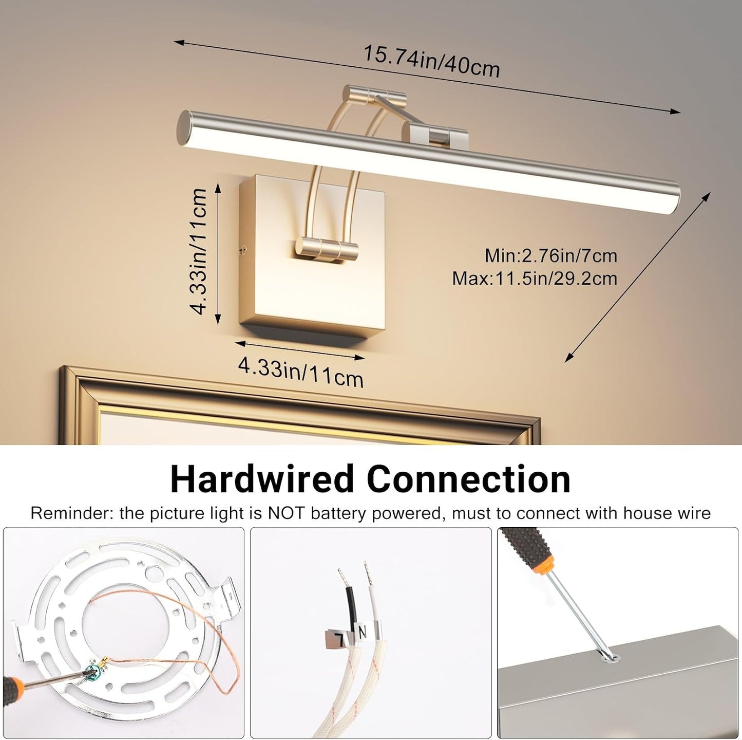 Luz arte níquel cepillado 15.7pulg regulable con control remoto