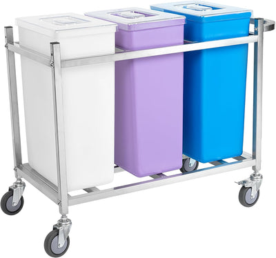 Carrito almacén acero inox 3 contenedores 10gal con ruedas