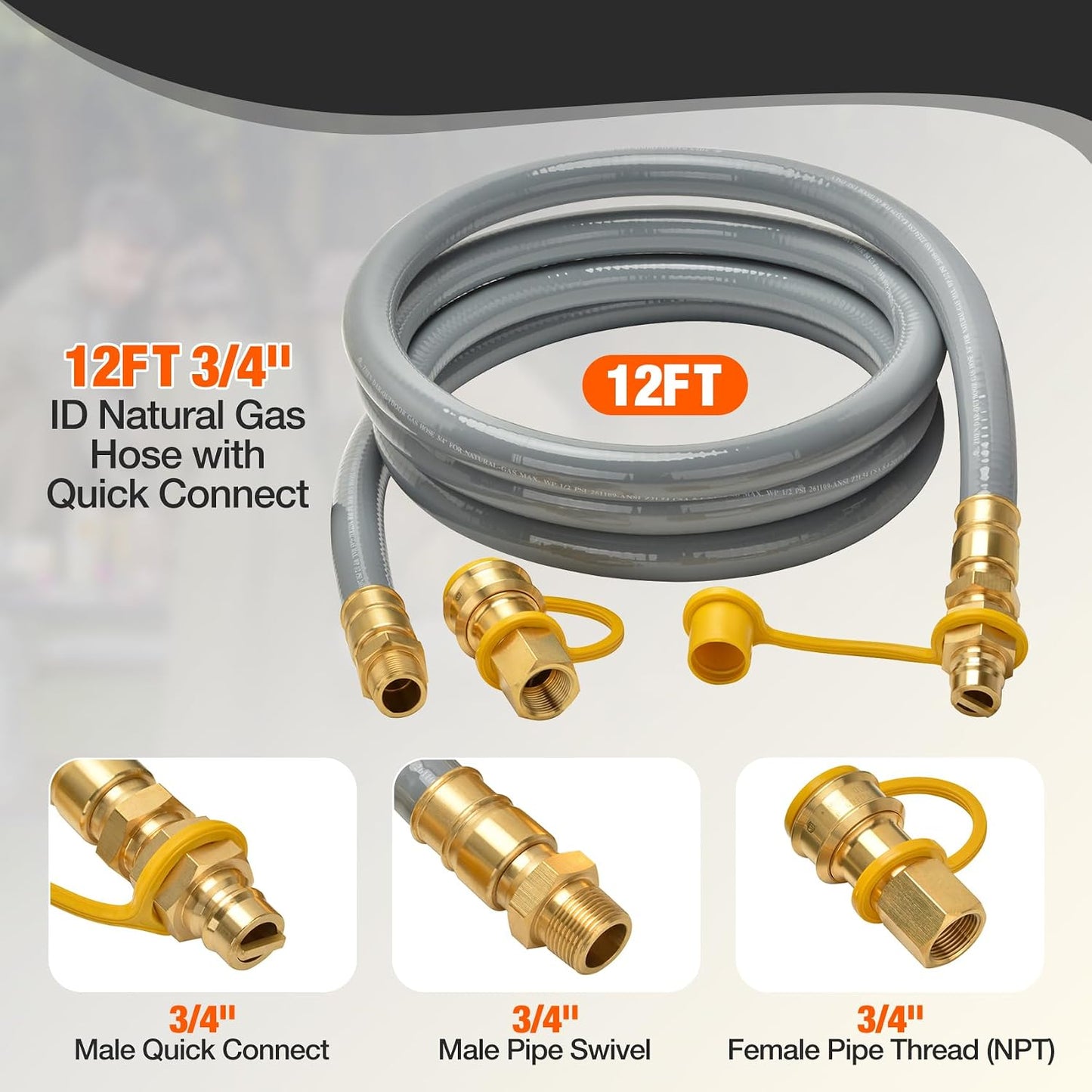 Manguera gas natural 12ft conexiones rápidas