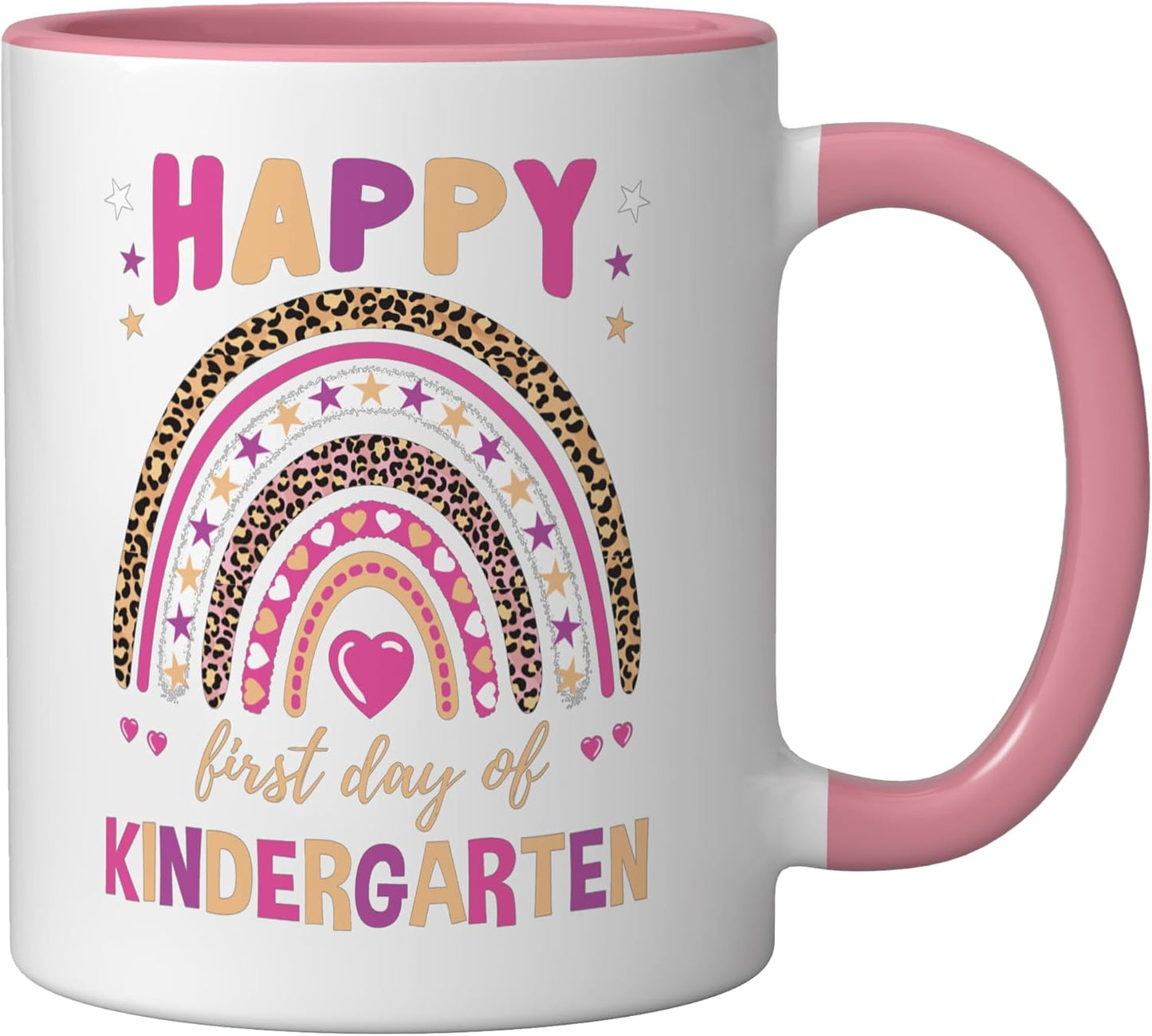 Taza cerámica leopardo arcoíris para primer día de kindergarten
