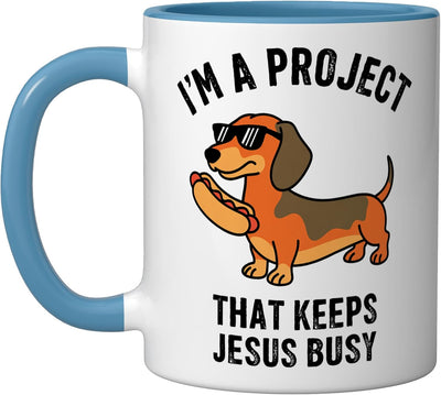 Taza Cerámica Perro Dachshund Azul/Blanco