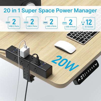 Estación enchufes escritorio USB C 20W 12 tomas proteccion 4800J