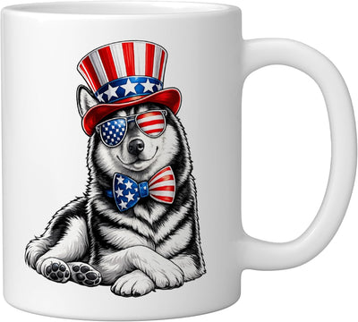 Taza Cerámica Husky Estadounidense Bandera 4 de Julio