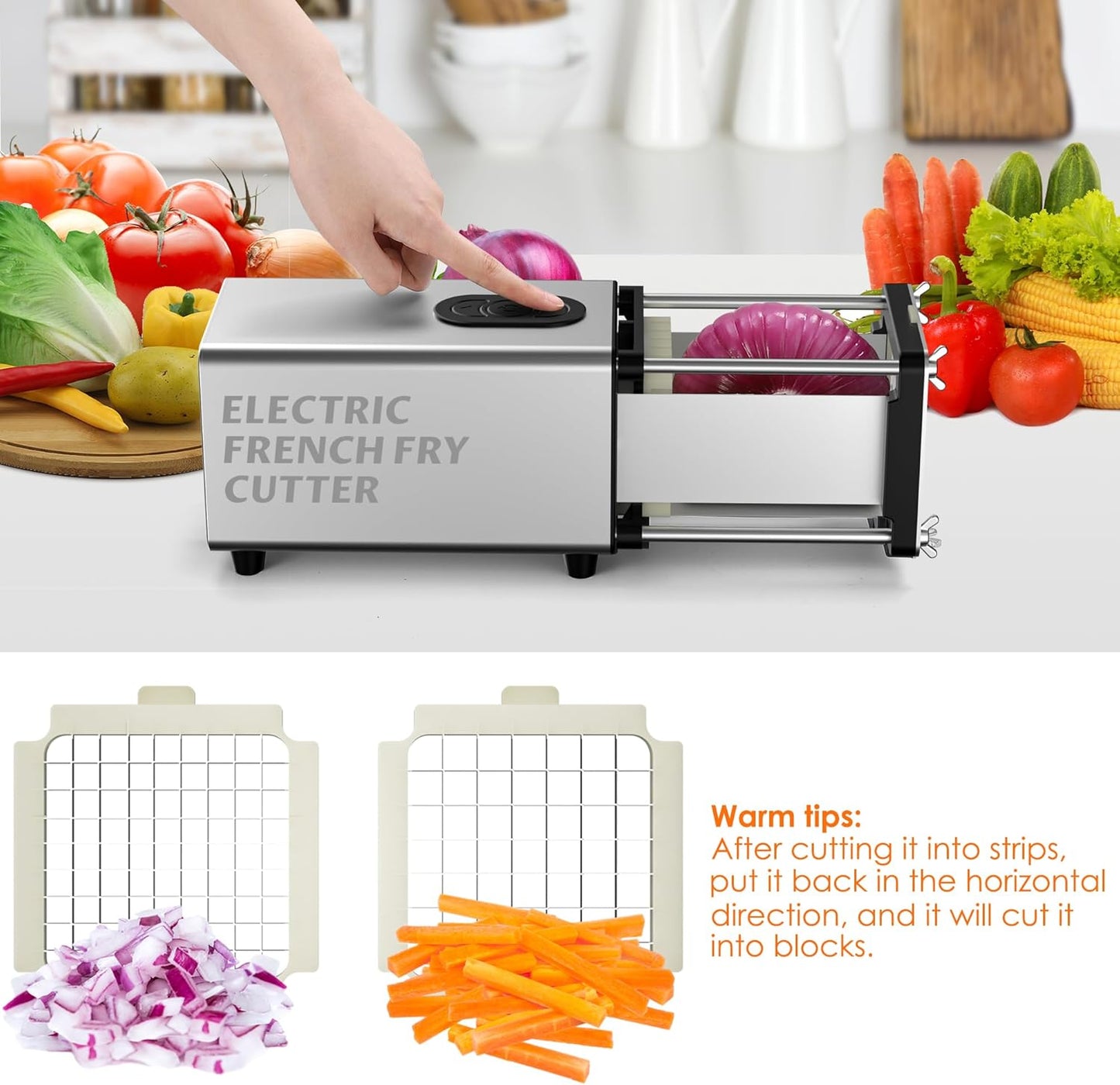 Cortador eléctrico acero inox 1/2 y 3/8 pulg para papas
