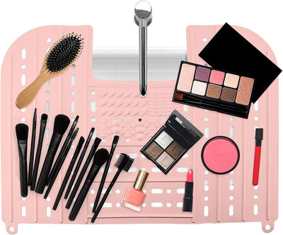 Cubierta plegable silicona fregadero tapete organizador maquillaje