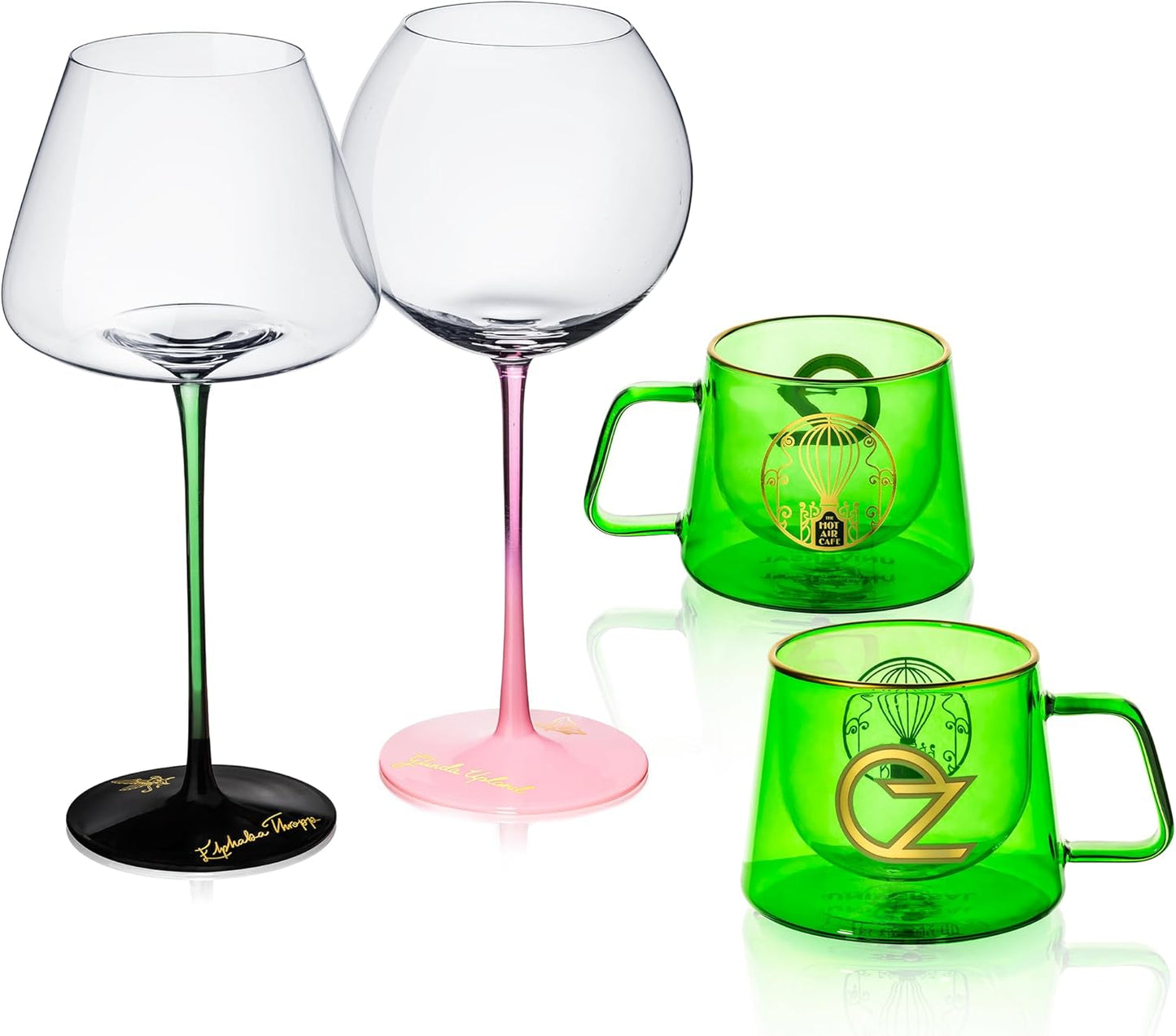 Vaso de vino y taza doble pared set de 4 Dragon Glassware