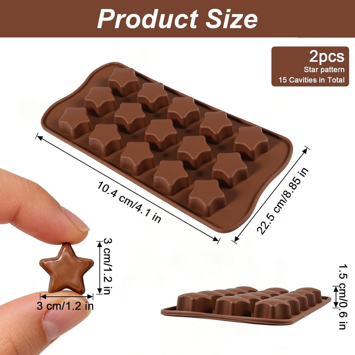 Moldes de silicona con forma de estrella para chocolate, helado, mentas y velas