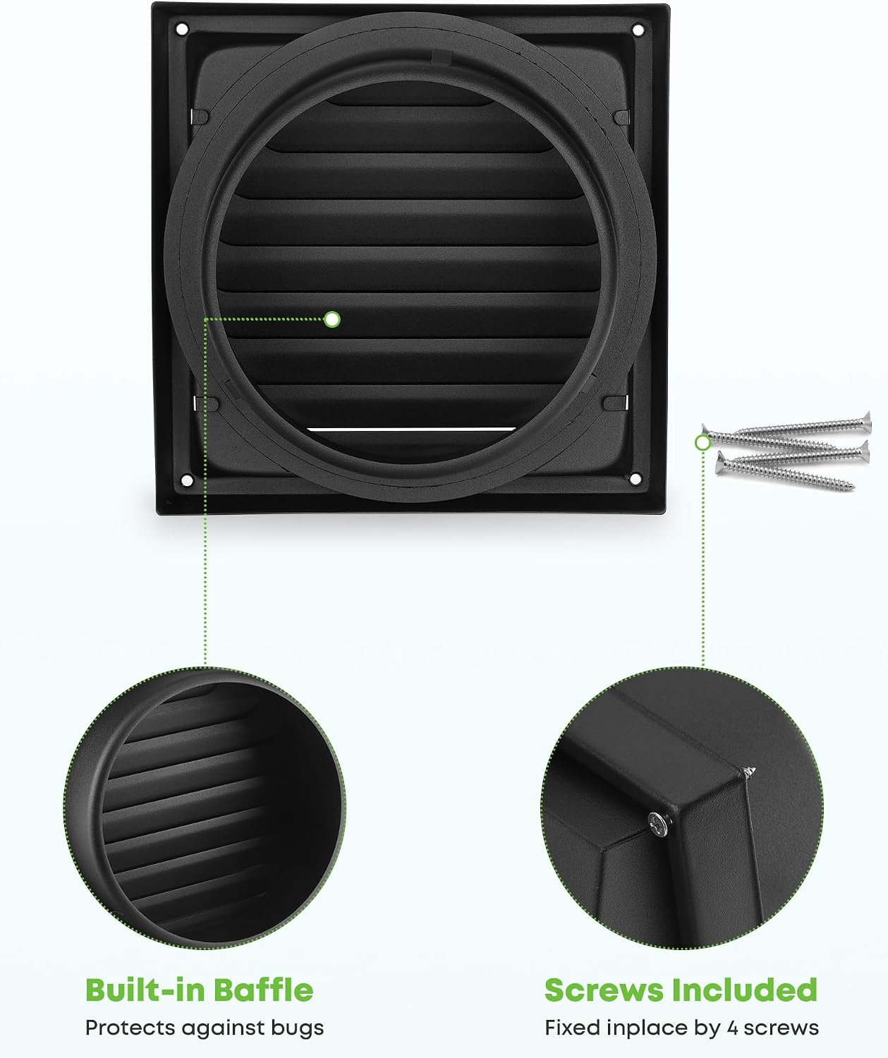 Cubierta escape pared 6pulg extractor acolchado