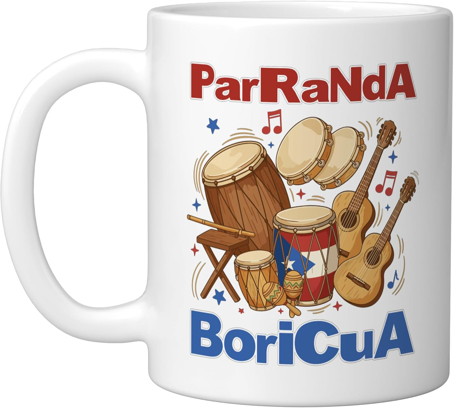 Taza cerámica navideña puertorriqueña blanca