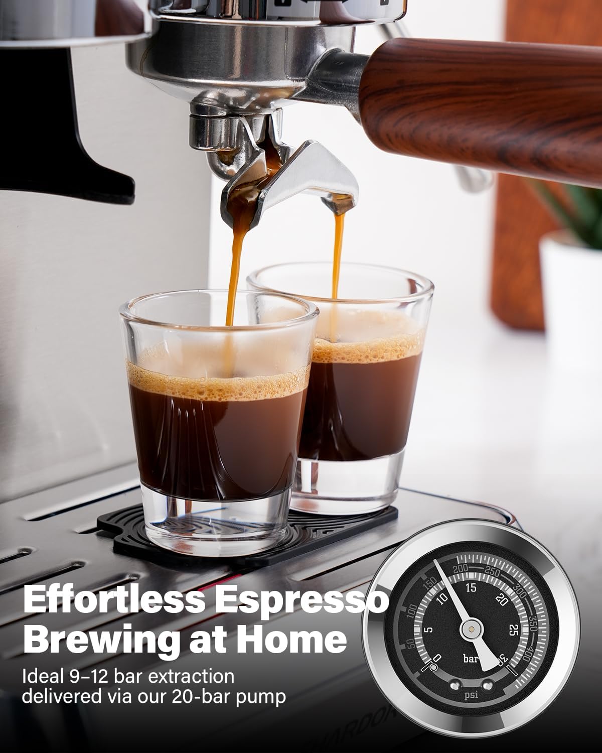 Cafetera Espresso 20 Bar Acero Inox con Molinillo y Cúpula