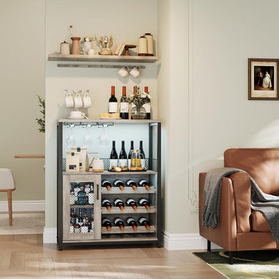 Armario bar vinos 3 niveles estante ajustable puerta malla