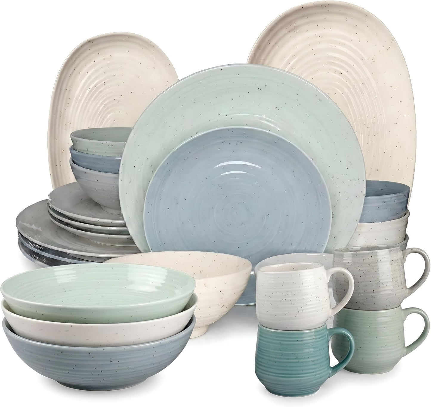 Set 26 Pzas Vajilla Cerámica para 4 con Tazas y Platos