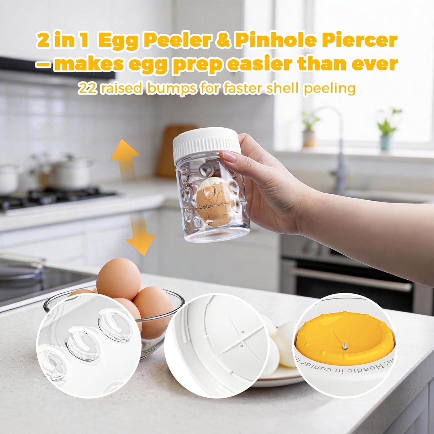 Pelador de huevos 2en1 con perforador transparente