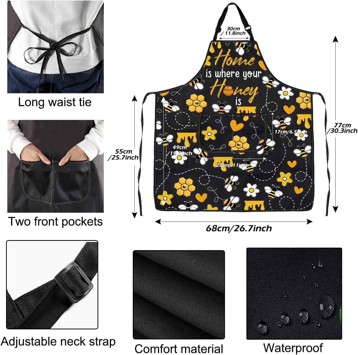 Delantal cocina con bolsillo Bumble Bee