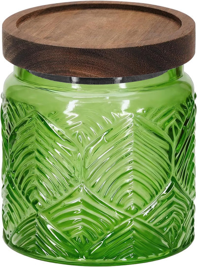 Tarro de cristal vintage con tapa de madera para azúcar, café y despensa