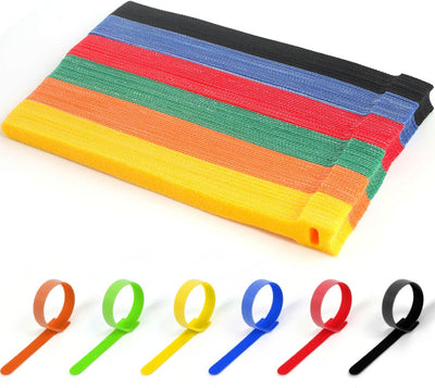 Bridas reutilizables para cables 8pulg tela nailon multicolor