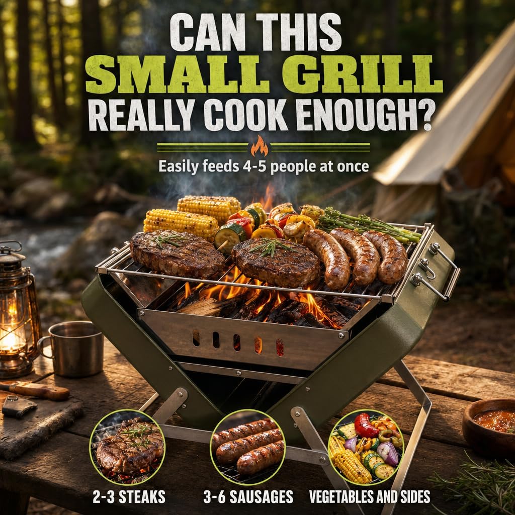 Parrilla carbón plegable acero inox camping