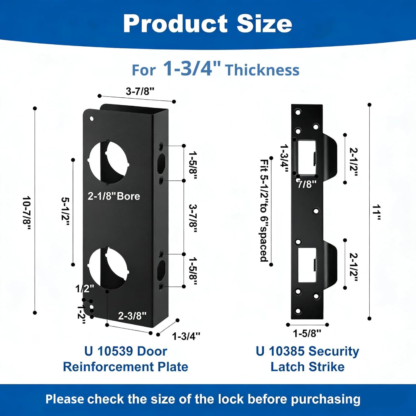 Placa refuerzo puerta U 10539 negra con kit U 10385