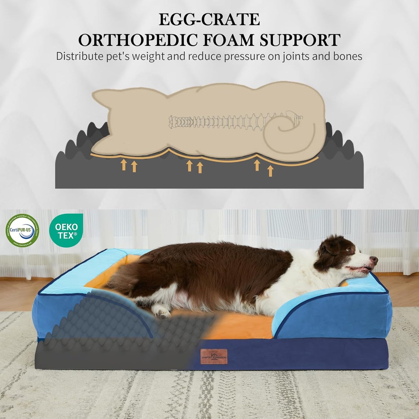 Cama ortopédica perro XL 42x30pulg impermeable con funda lavable