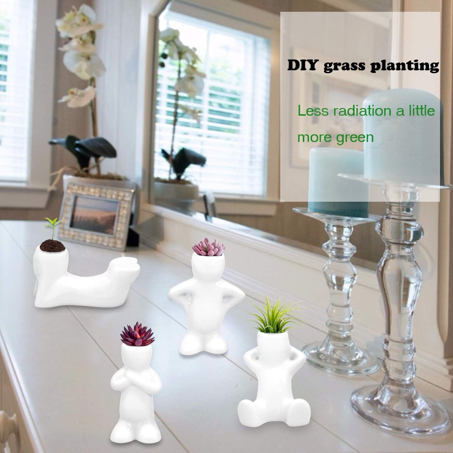 4 Soportes Cerámica para Macetas Aire Decoración Hogar