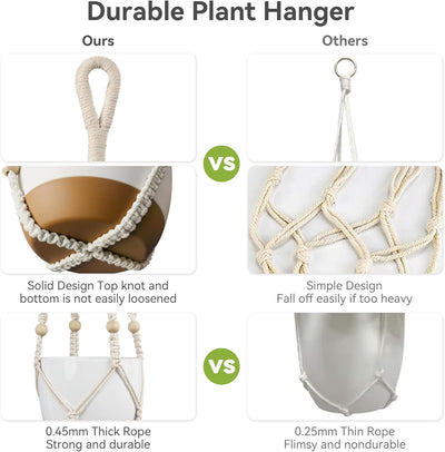 Colgador macramé para plantas 4-15pulg decoración bohemia marfil