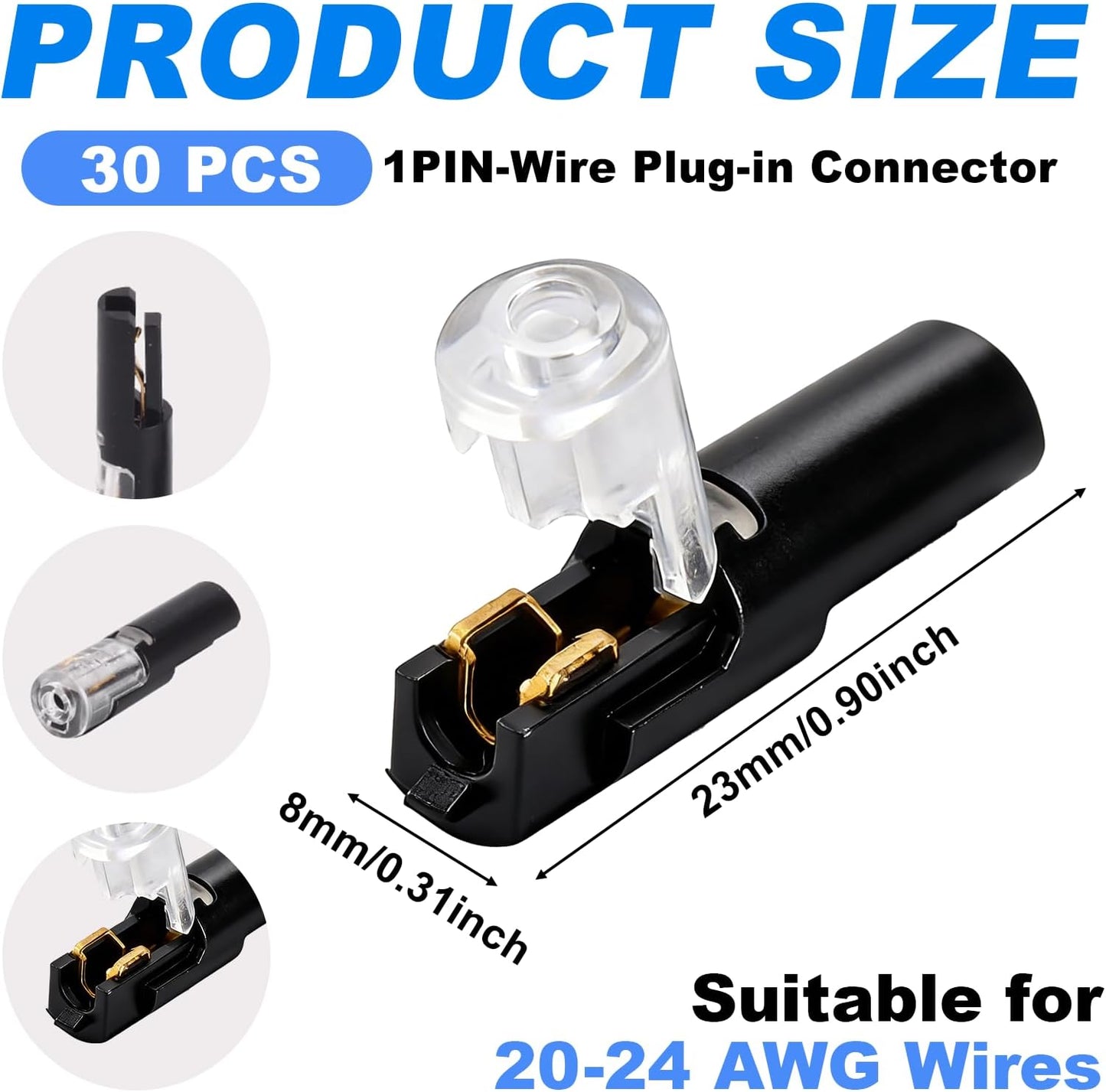 30 Conectores Cable 1 Pin Hebilla Bloqueo Tira Luz LED